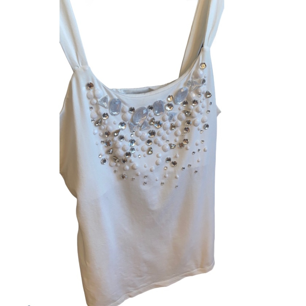 White House Black Market White Embellished Tank Top
